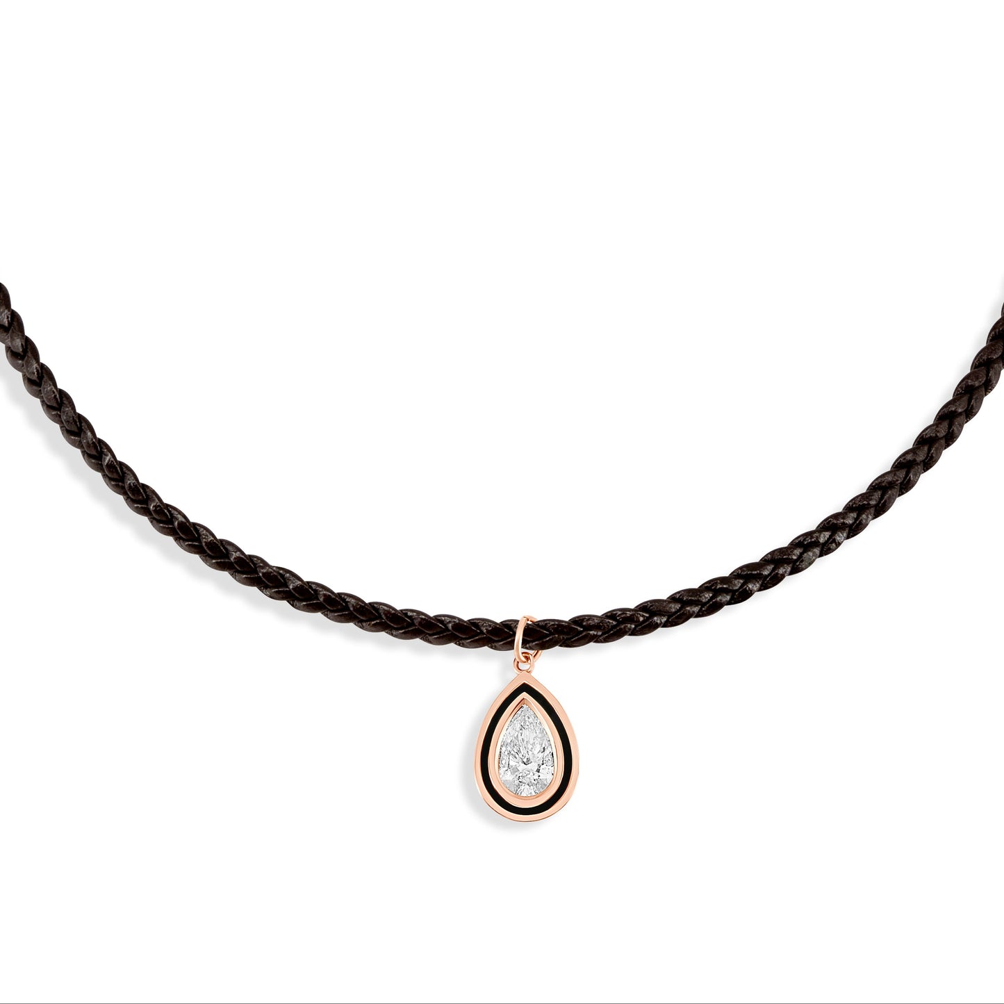 Choker Pear cut leather enamel