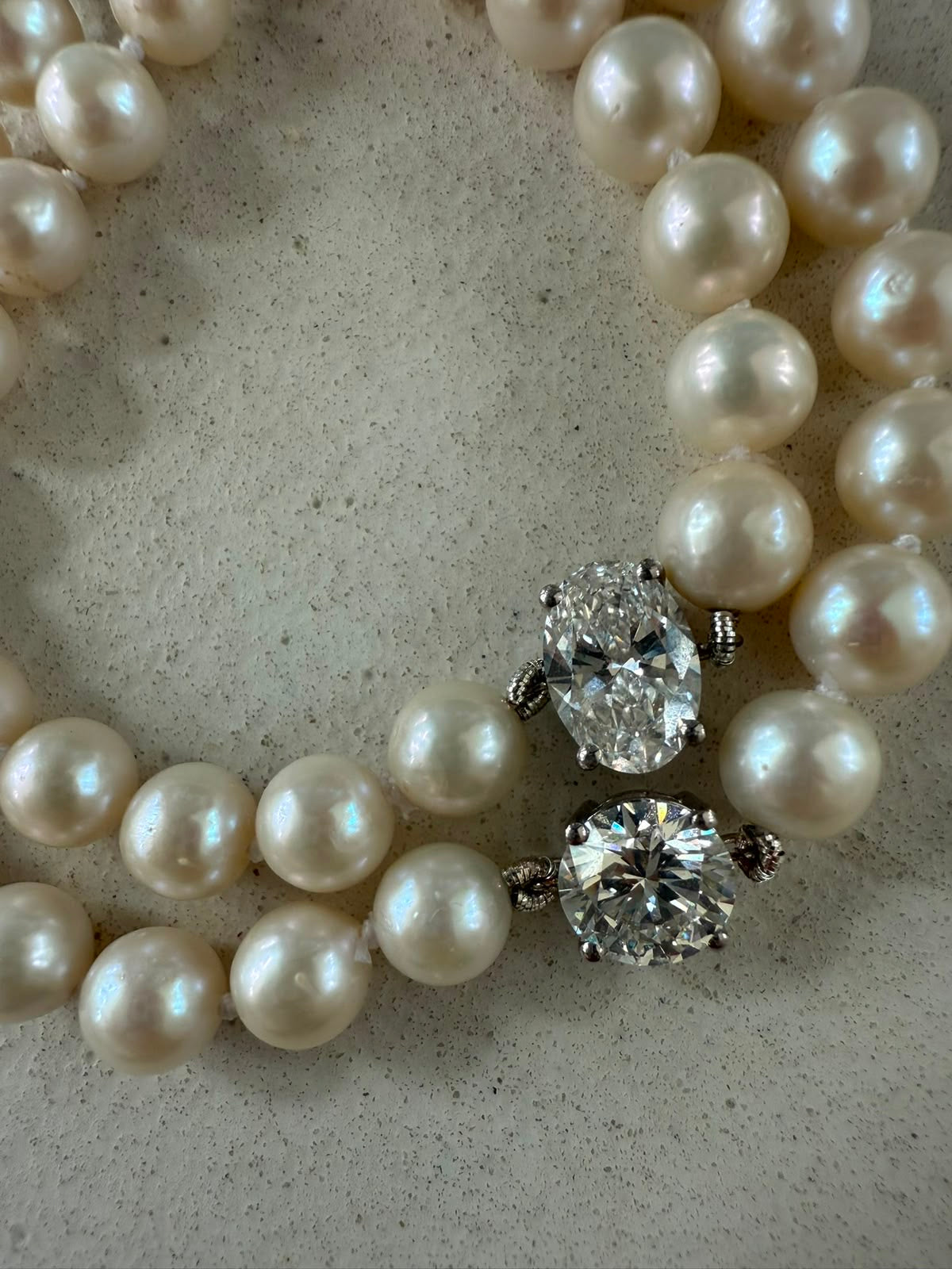 Chocker oval diamond pearls