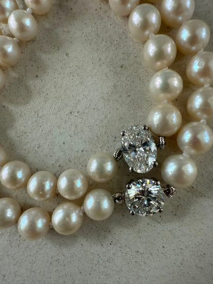 Chocker oval diamond pearls
