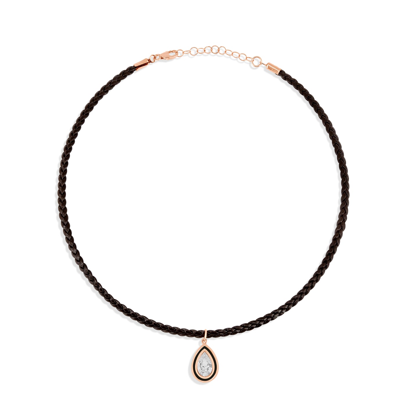 Choker Pear cut leather enamel