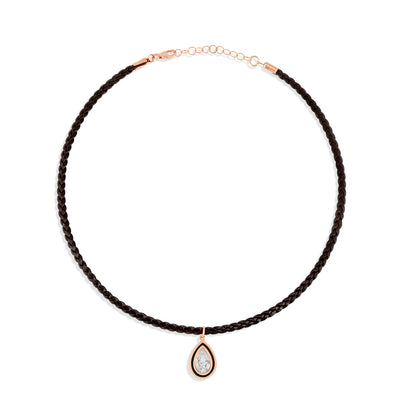 Choker Pear cut leather enamel
