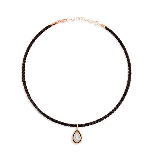 Choker Pear cut leather enamel